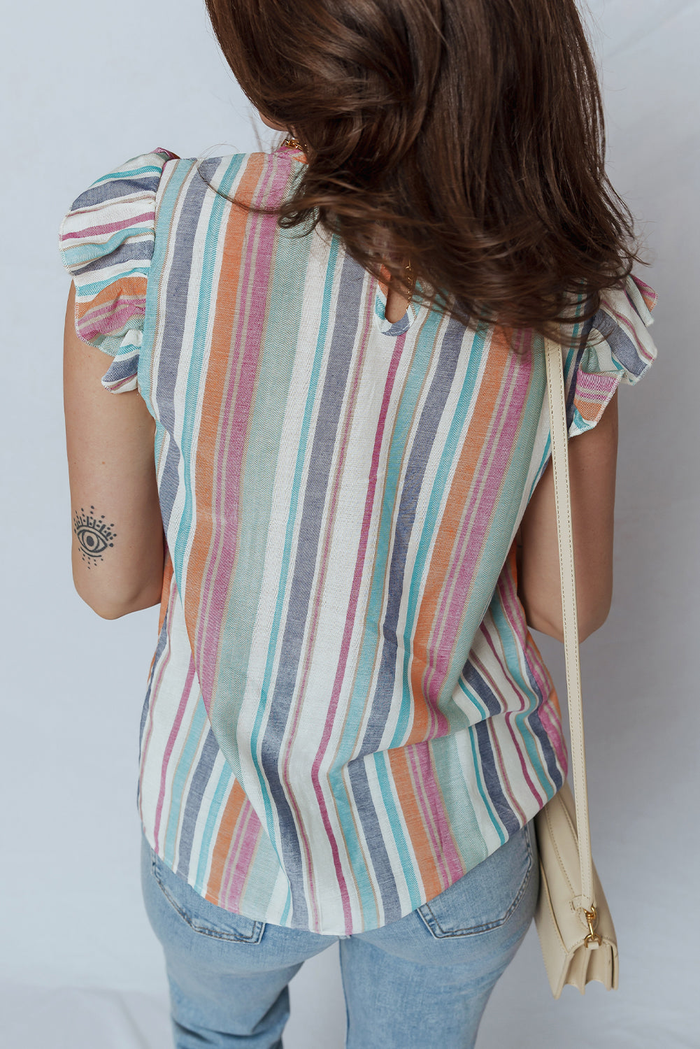 Striped Lace Trim Boho Top