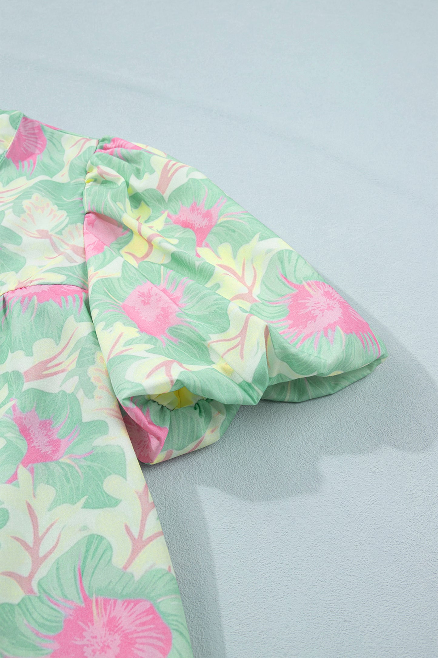 Bubble Sleeve Floral Blouse