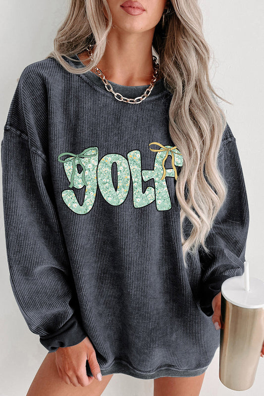 Golf Floral Letter Bow Sweatshirt