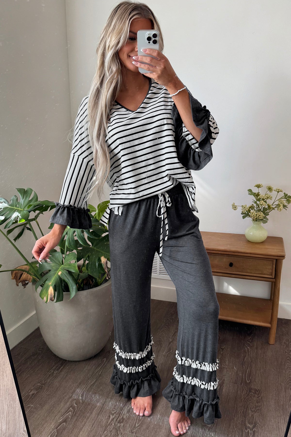 Ruffle Trim Top and Pants Set