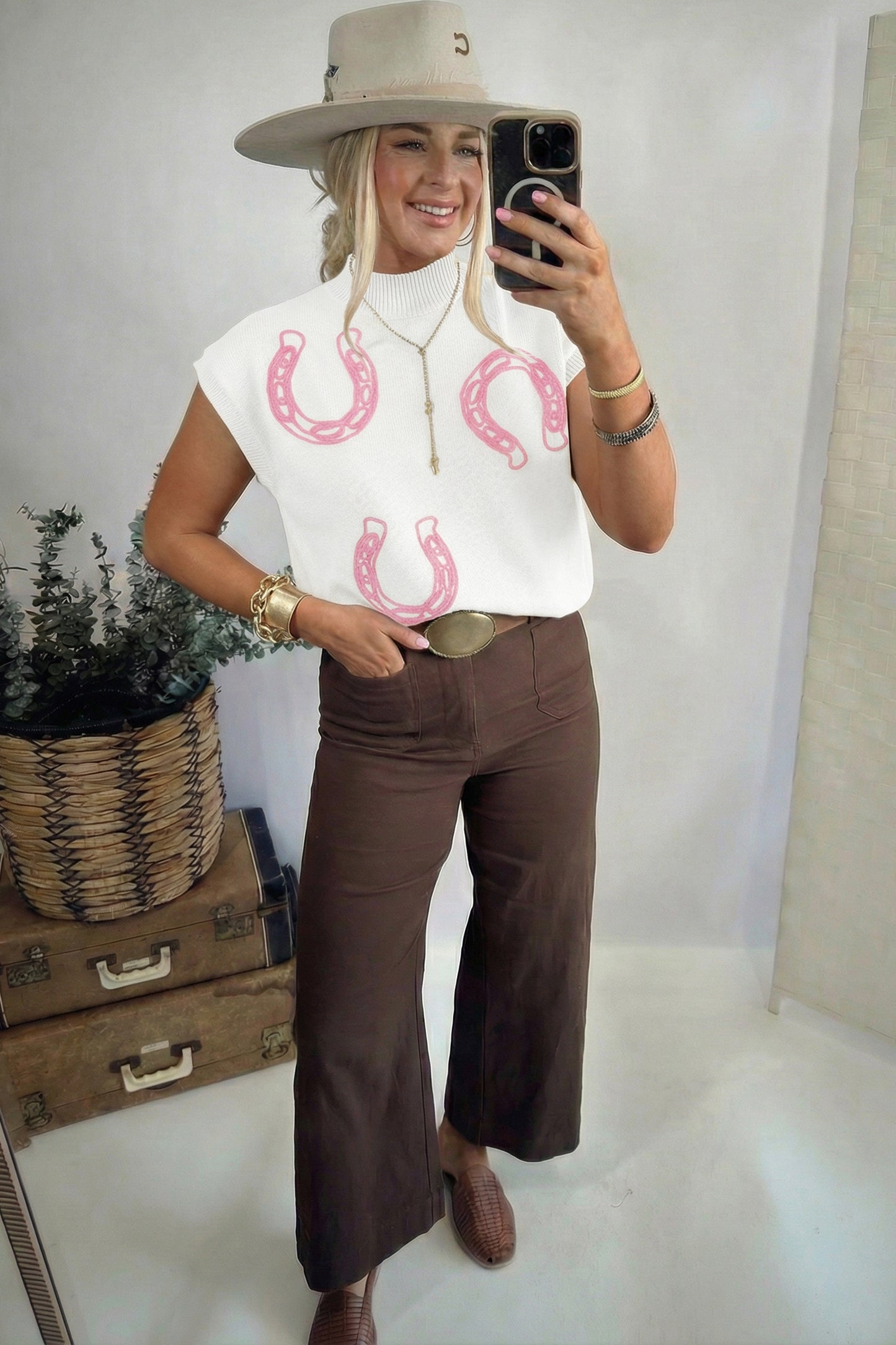 Horseshoes Mock Neck Sweater
