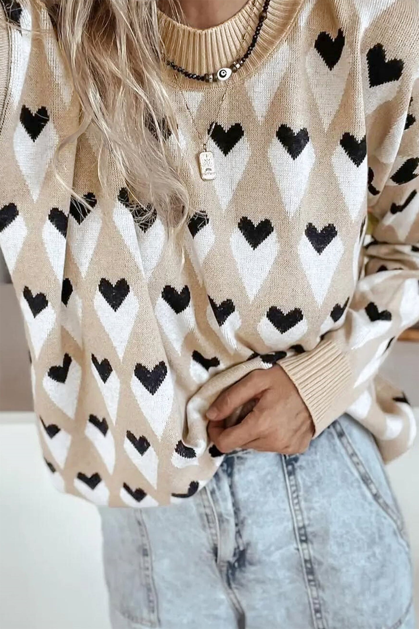 Taupe Heart Sweater