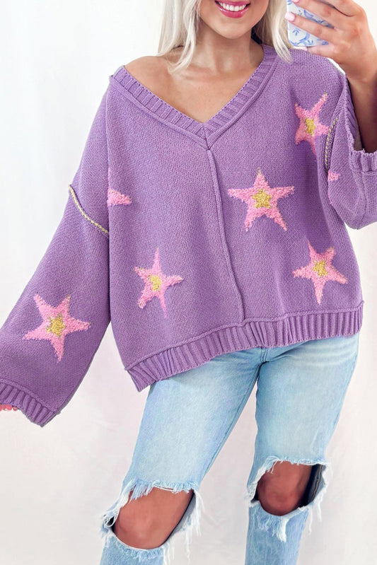 Lavender Star Oversize Sweater