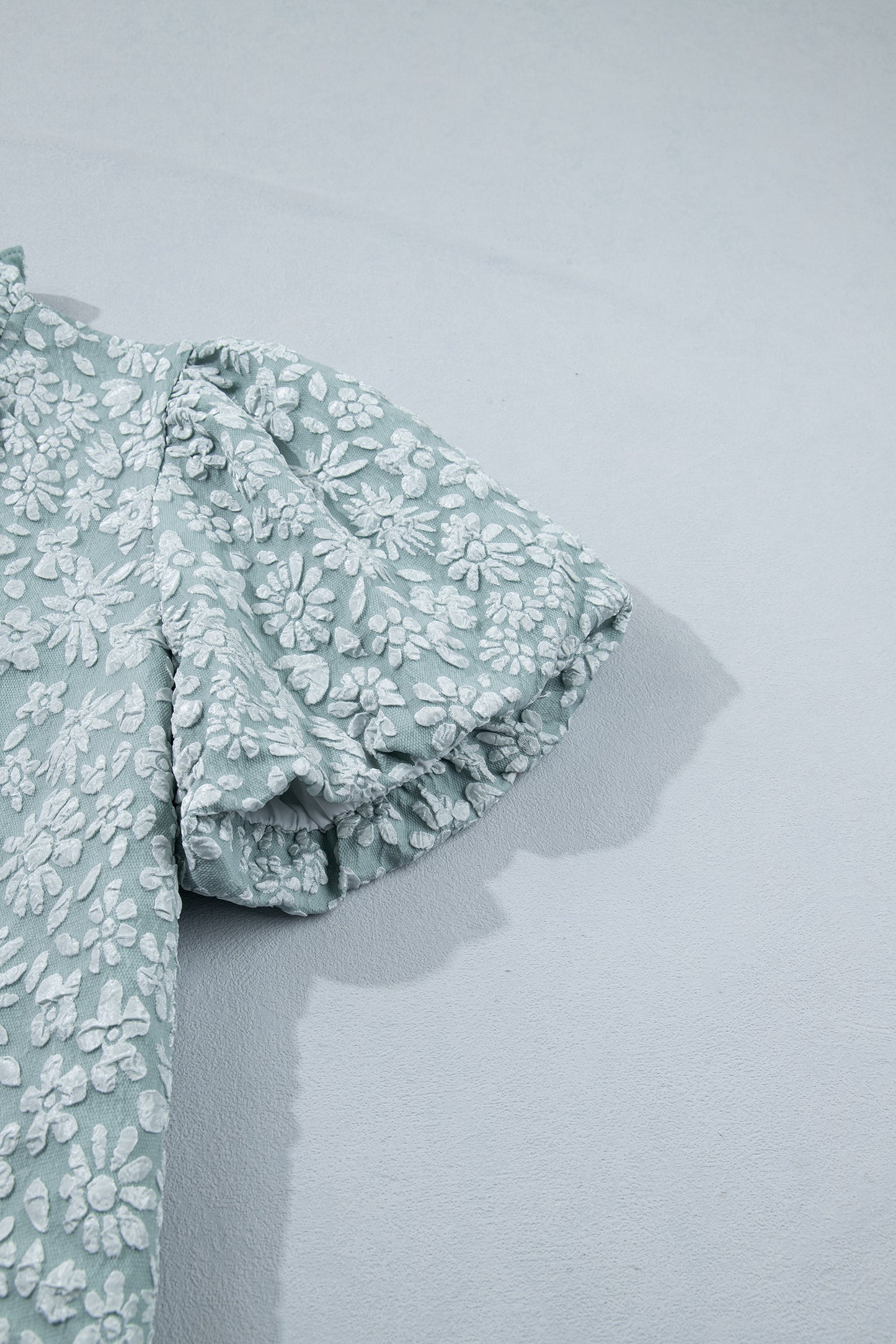 Textured Jacquard Puff Sleeve Blouse