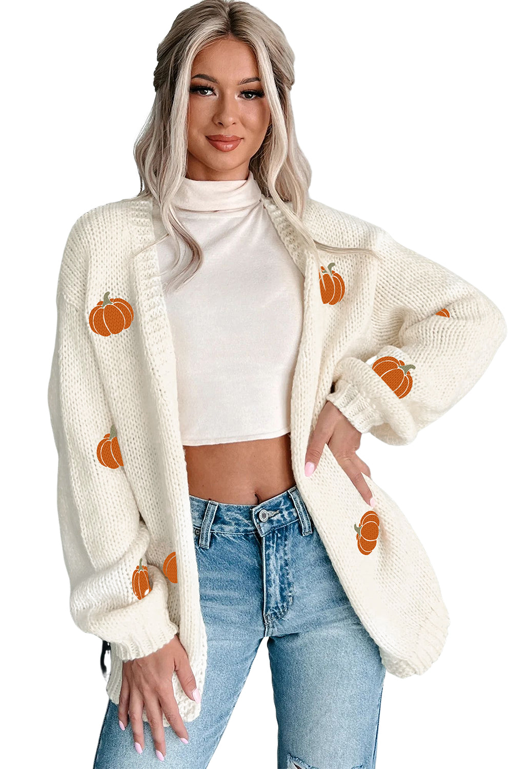 White Pumpkin Open Front Cardigan