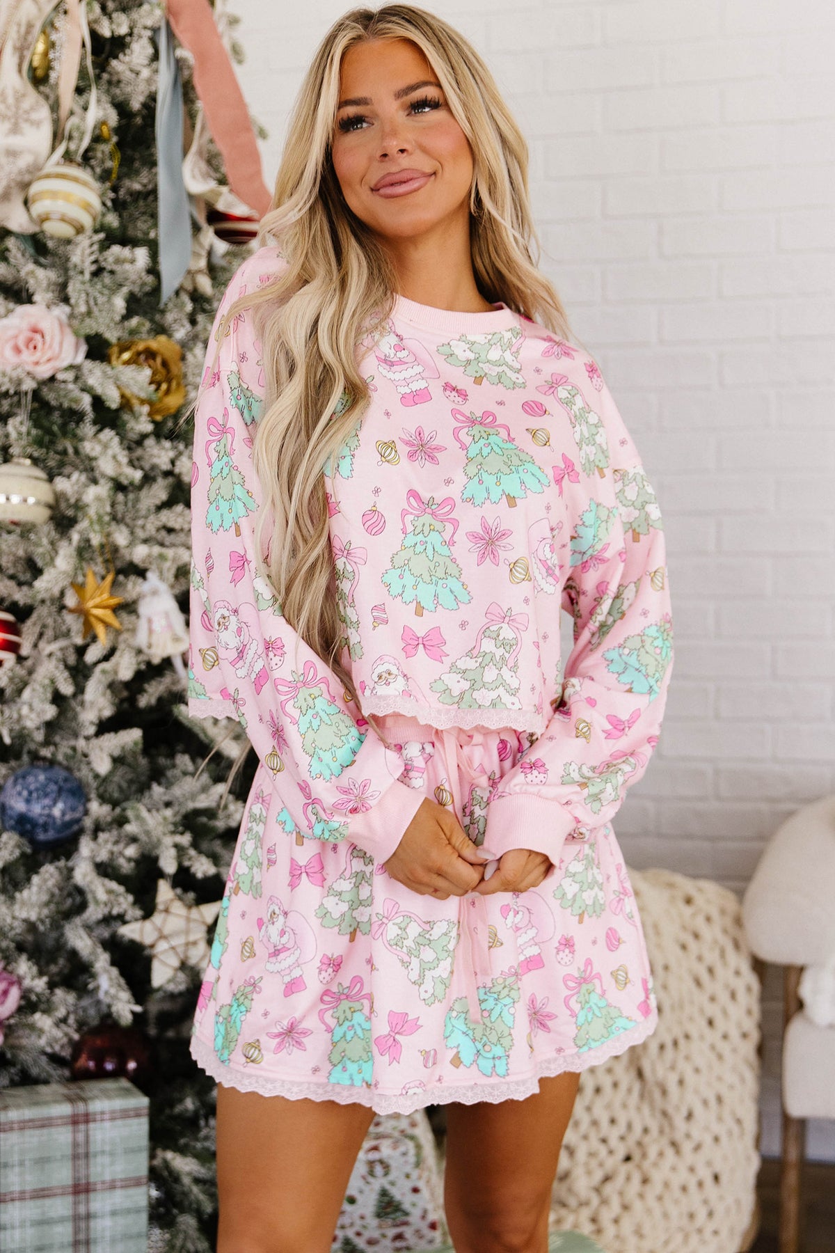 Christmas Print Skirt Set