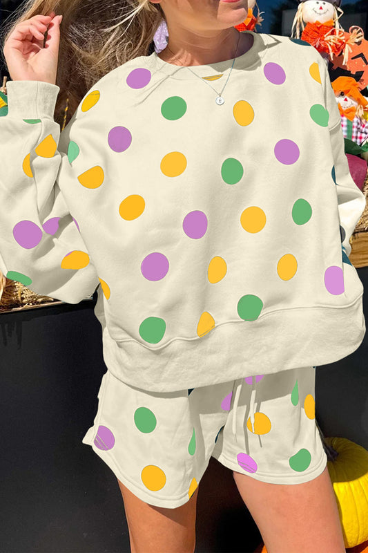 Mardi Gras Polka Dot Shorts Set