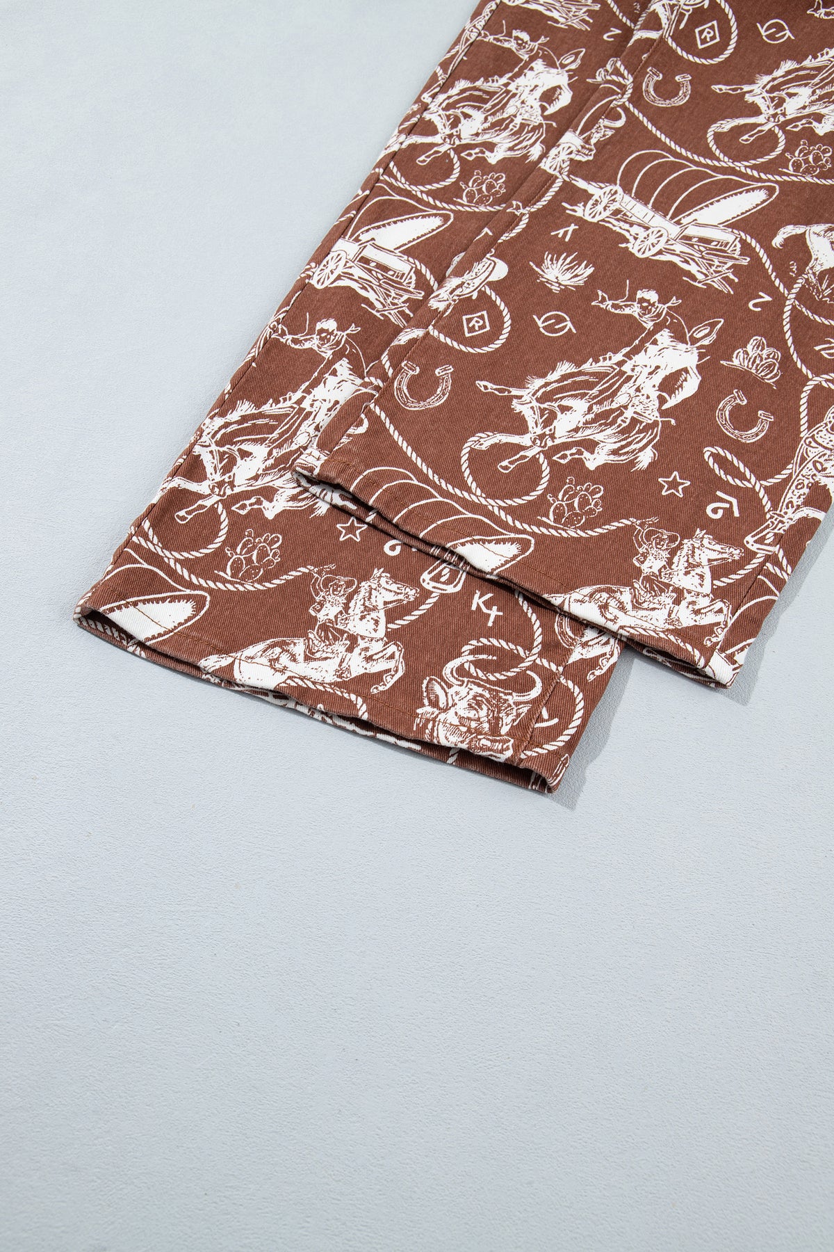 Brown Western Print Jeans