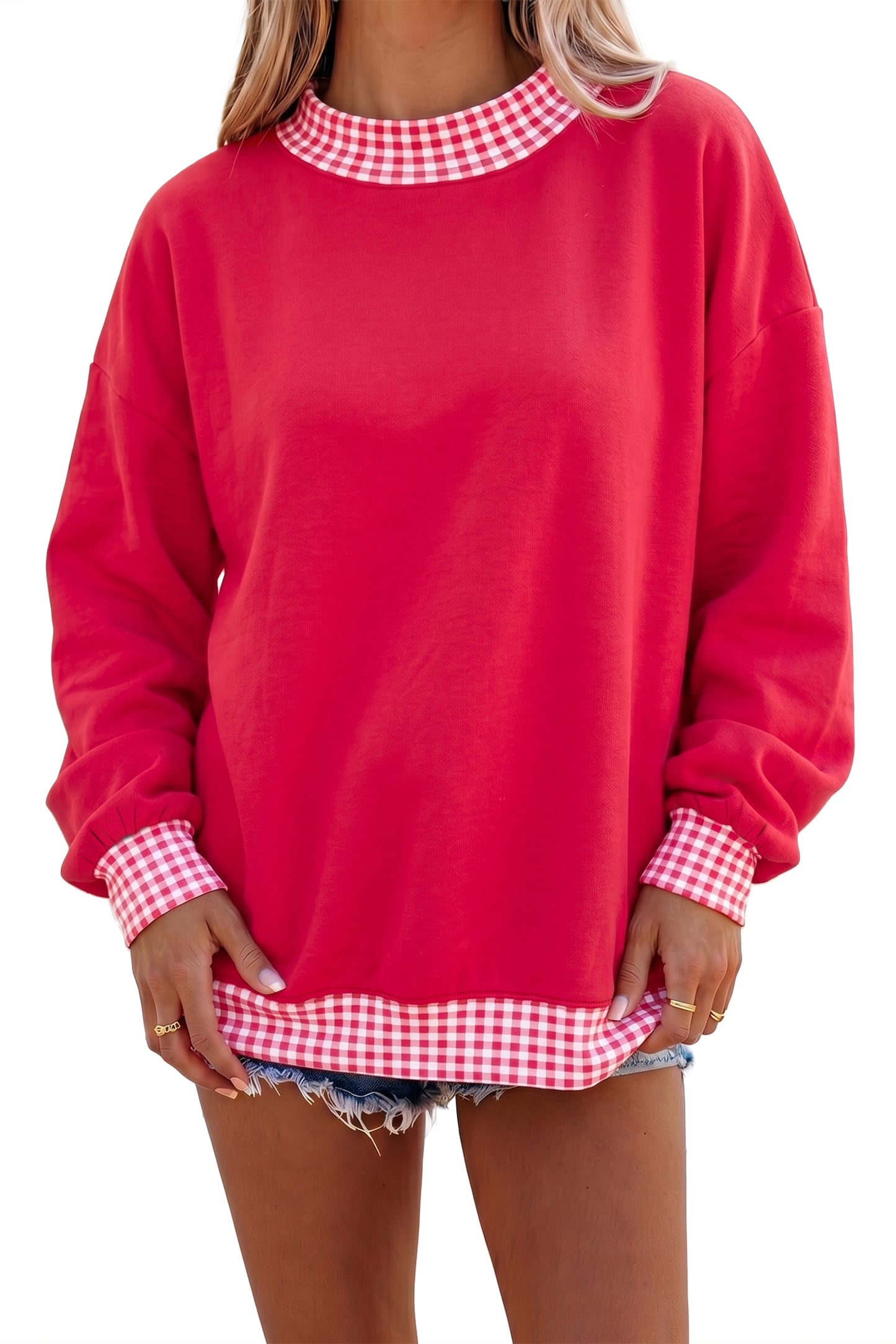 Polka Dot Trim Oversized Sweatshirt