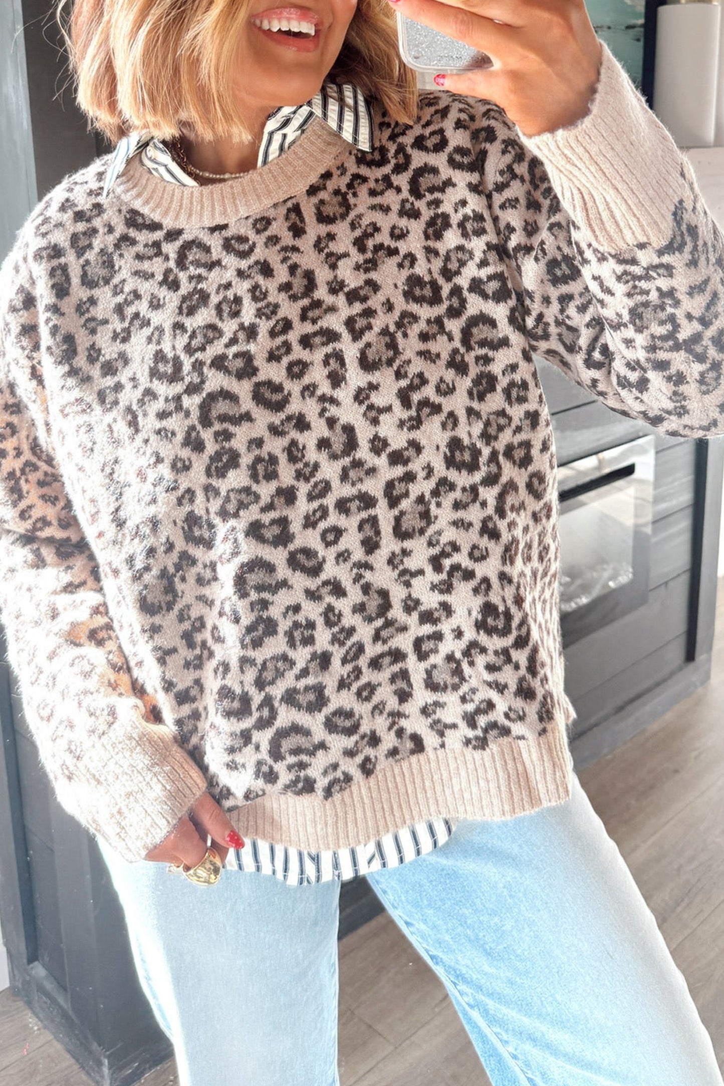 Leopard Print Pullover Sweater