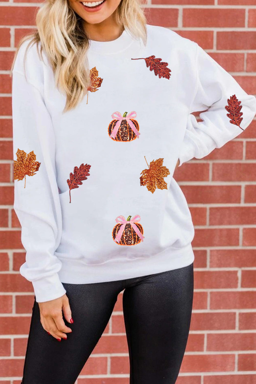 Fall Leaf and Pumpkin Sequin Sweatshirt