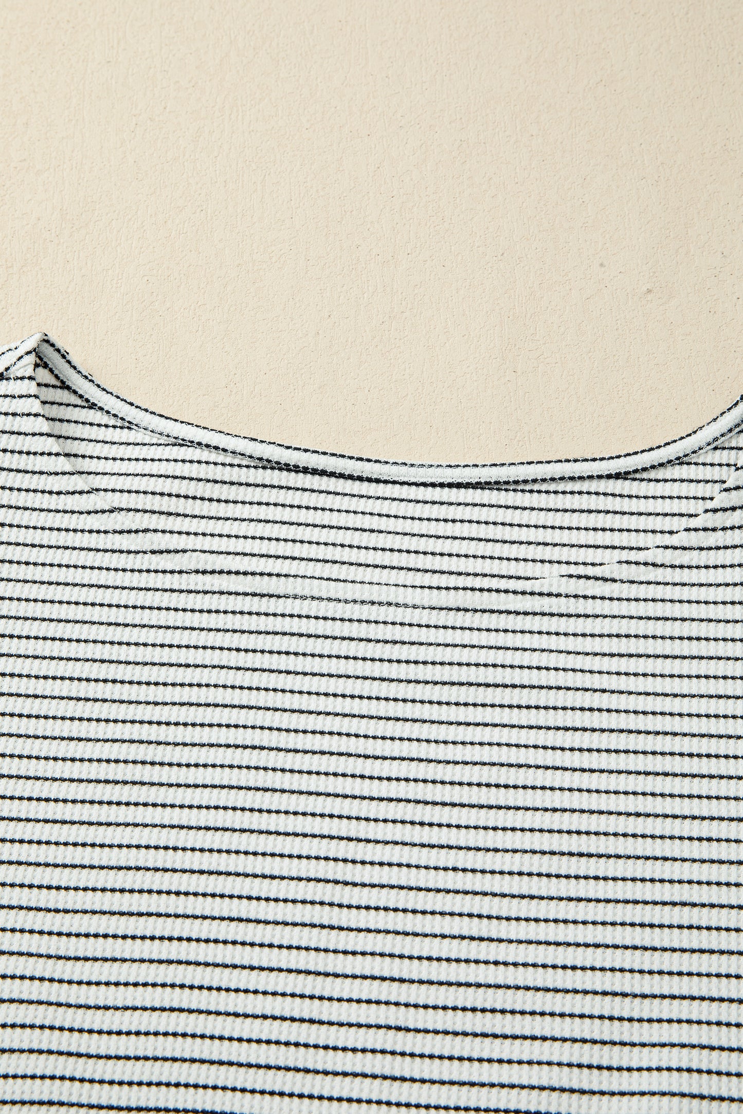 Black Stripe Ruffle Trim Top