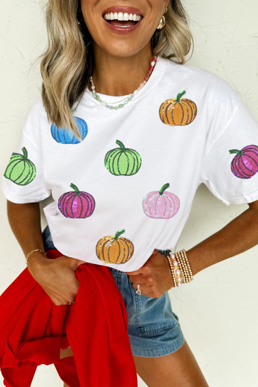 Sequin Pumpkin Patched T Shirt