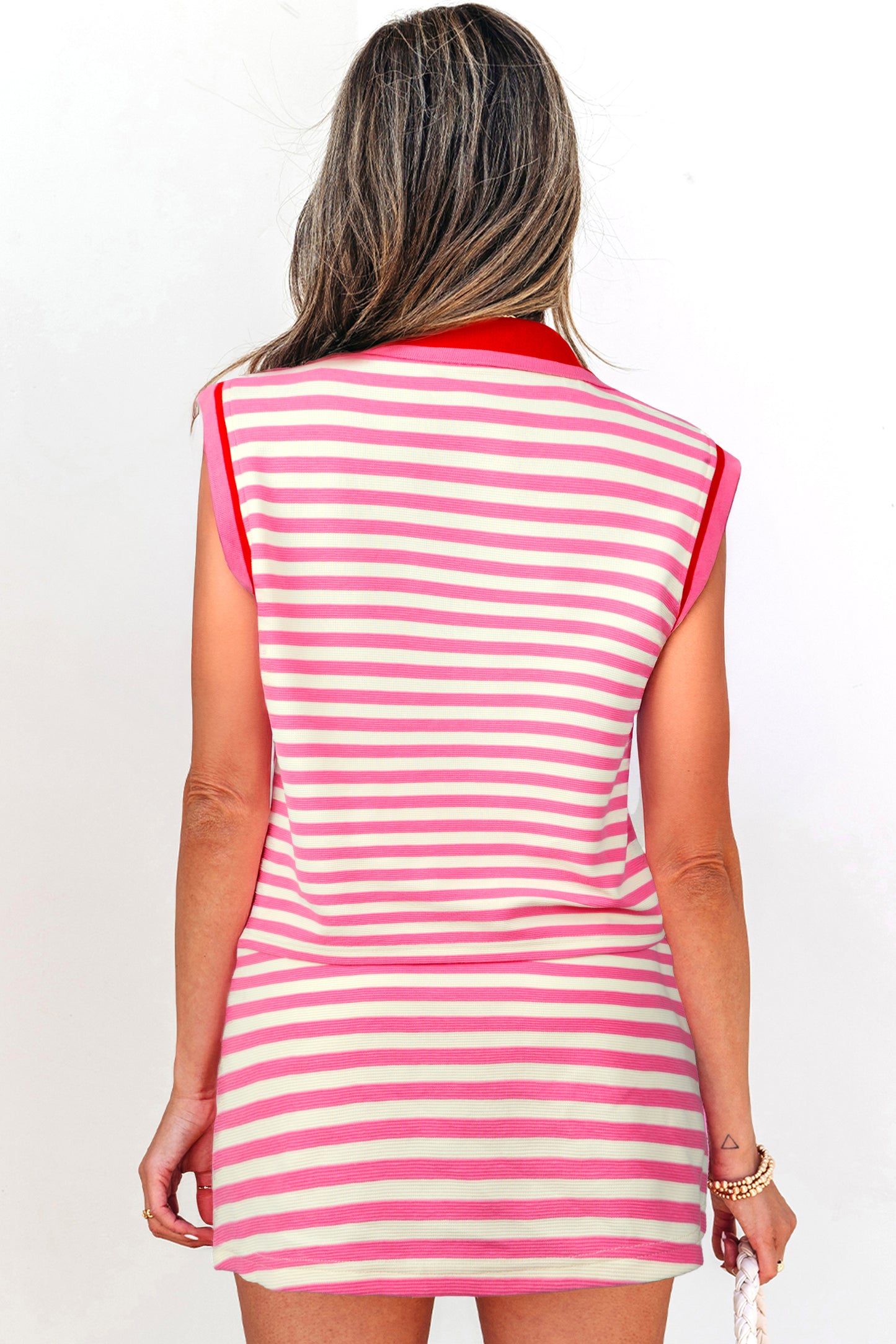 Striped Quarter Zip Skort Set