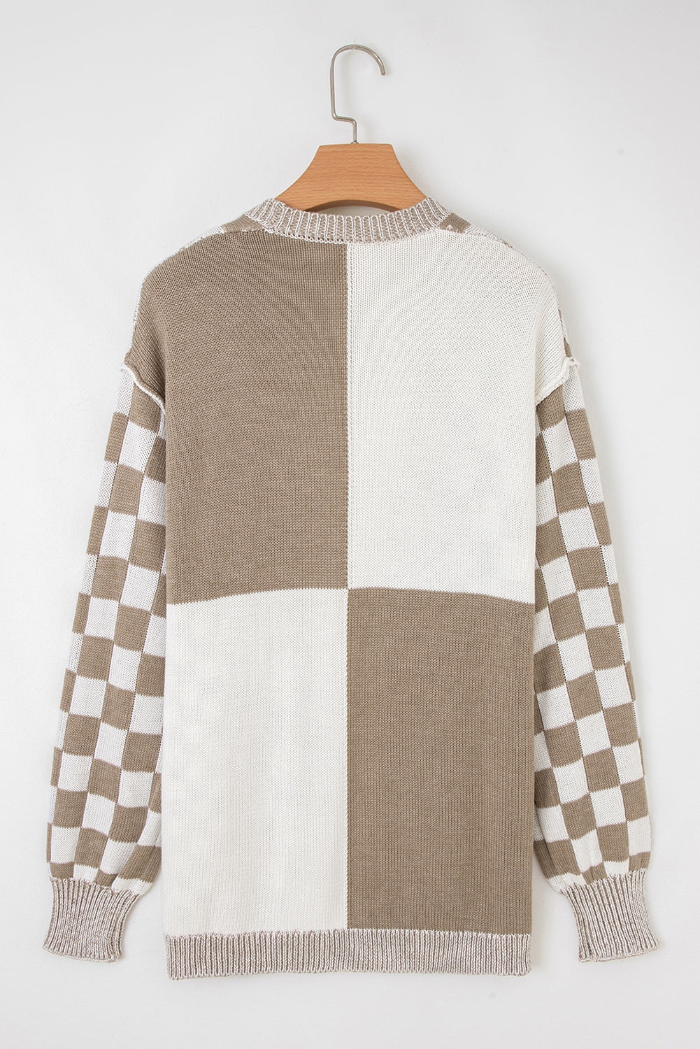 Checkered Open Front Cardigan