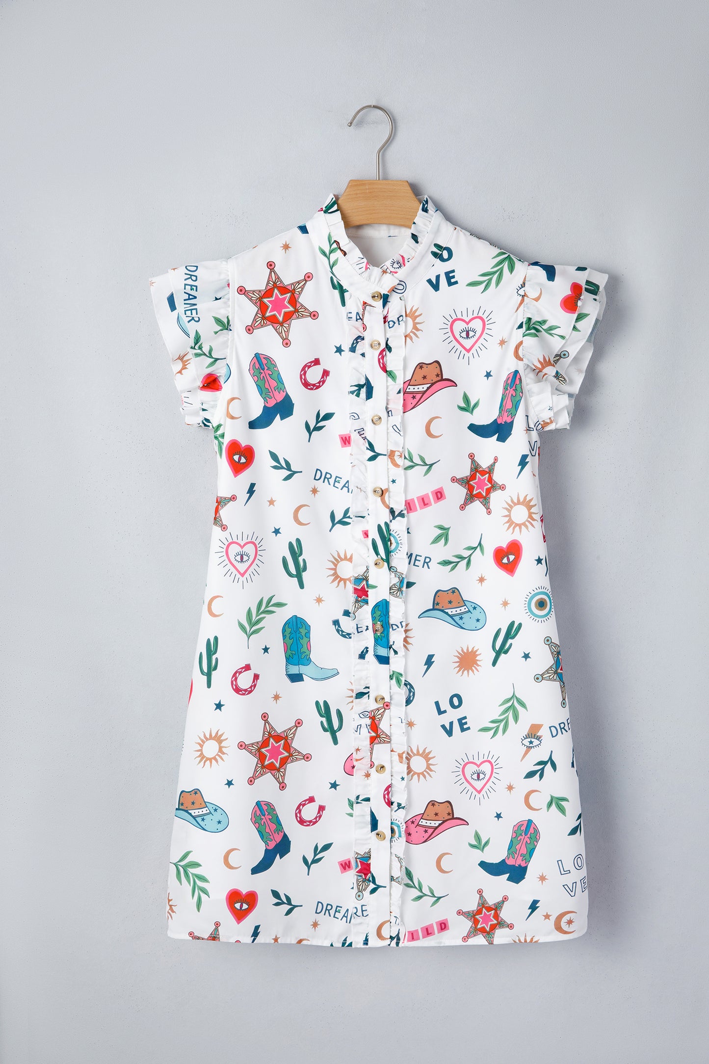 Western Print Mini Dress