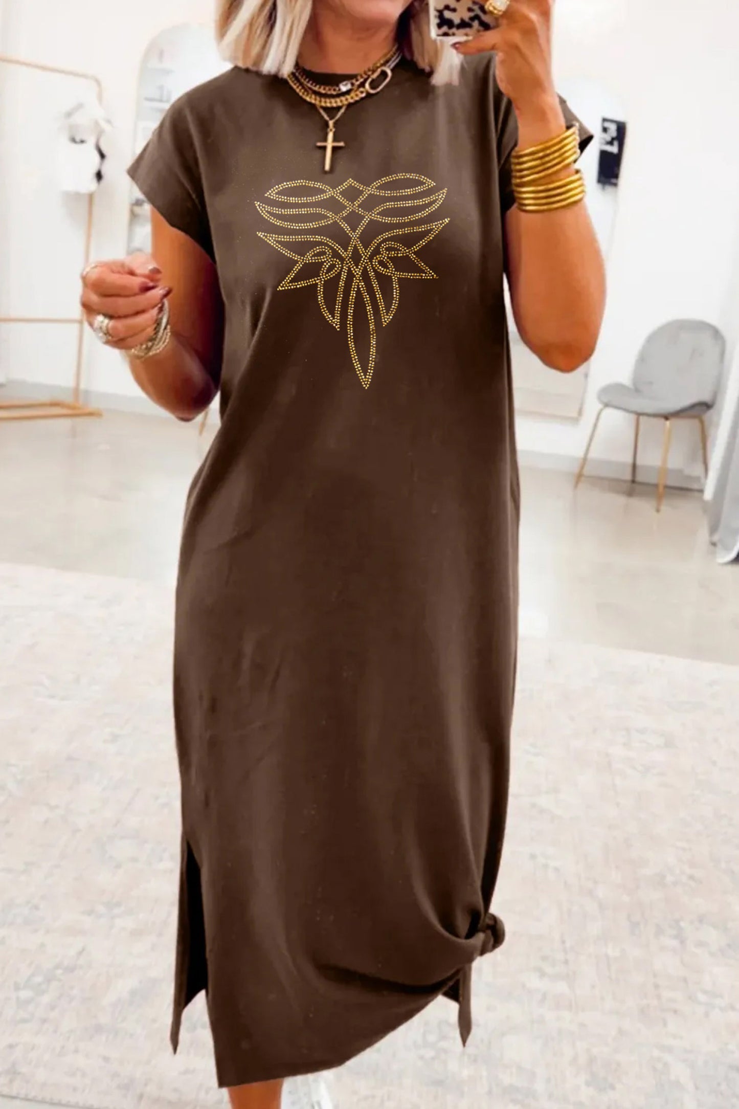 Rhinestone Western  T-Shirt Dress
