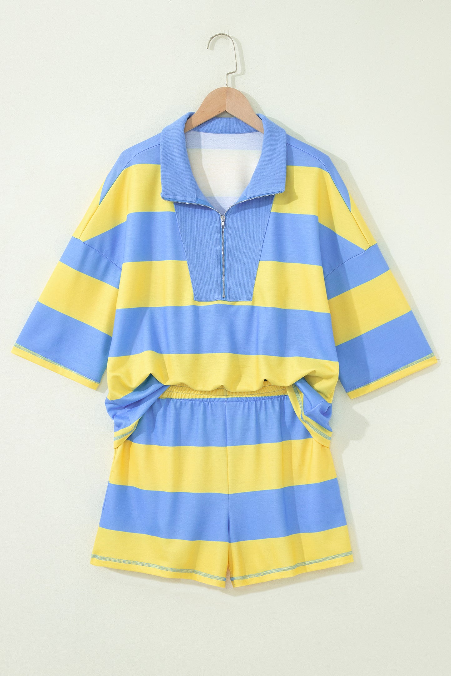 Half Zip Tee Two-Piece Set