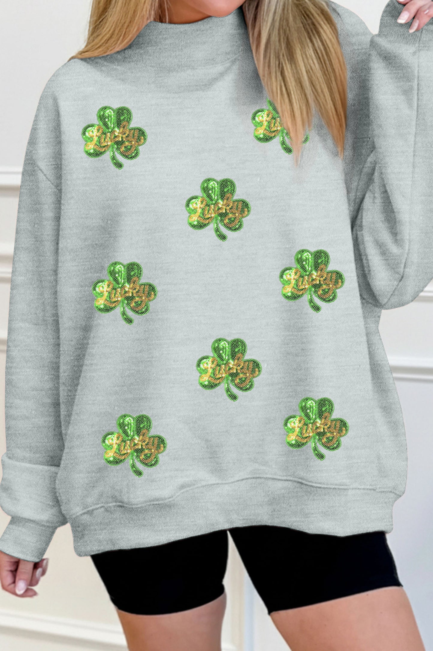 Sequin Lucky Shamrock Sweatshirt