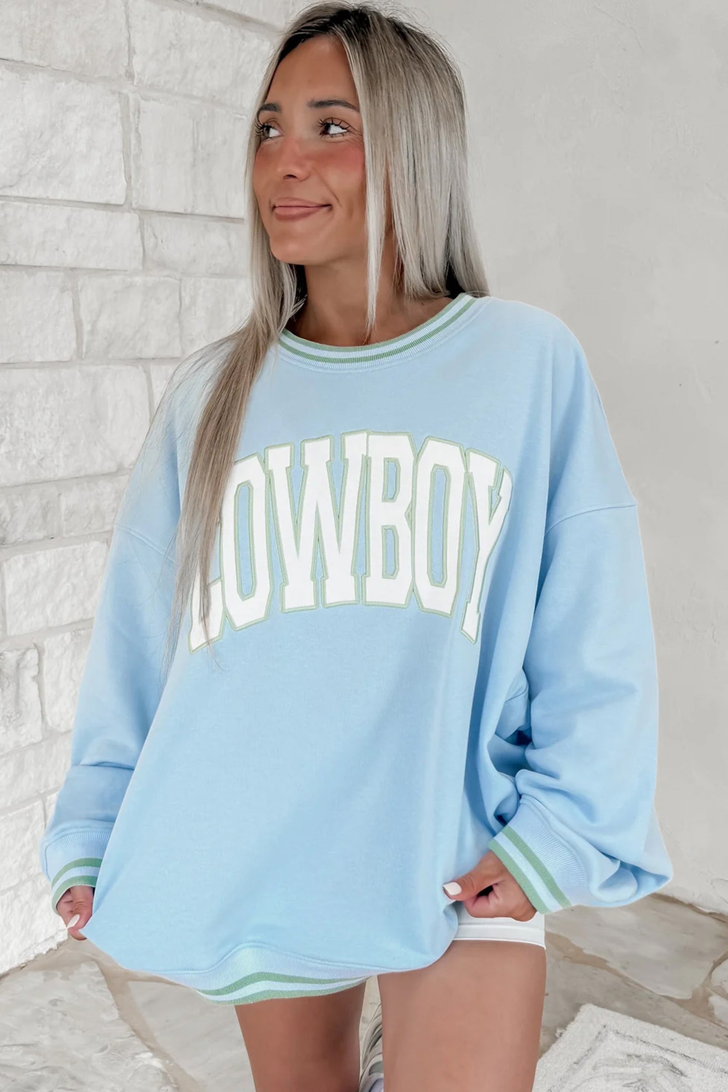 Blue Embroidered Cowboy Sweatshirt