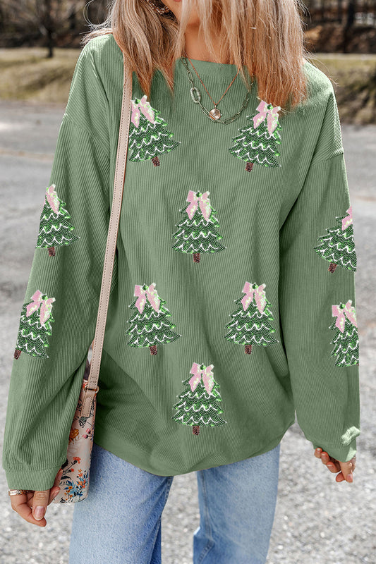 Green Christmas Tree Sequin Sweatshirt