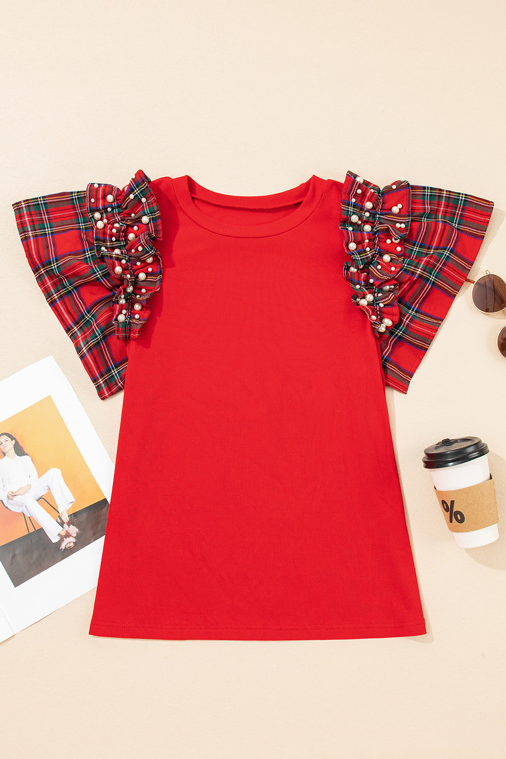Plaid and Pearl Christmas Shirt