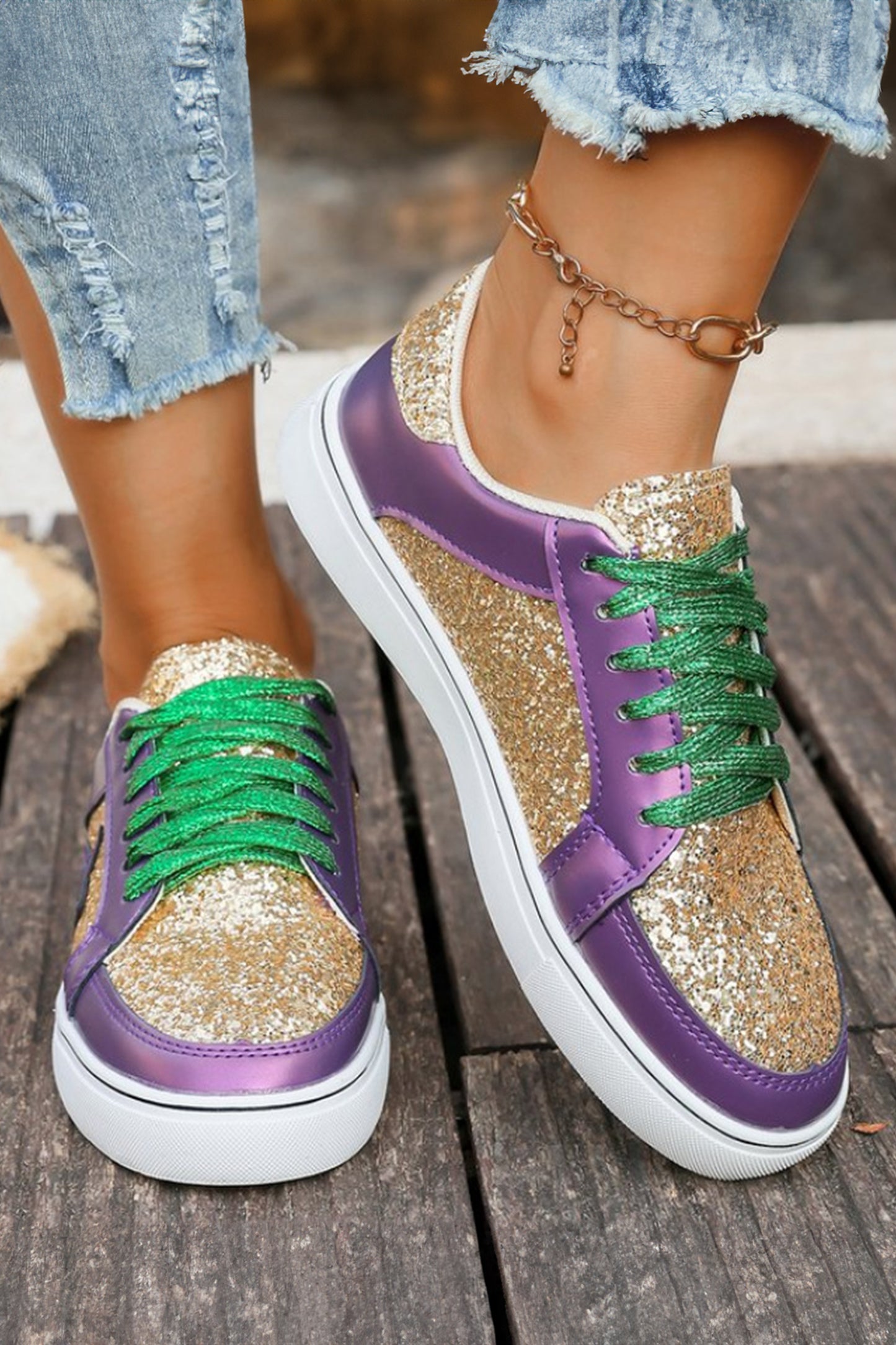 Glitter Mardi Gras Sneakers