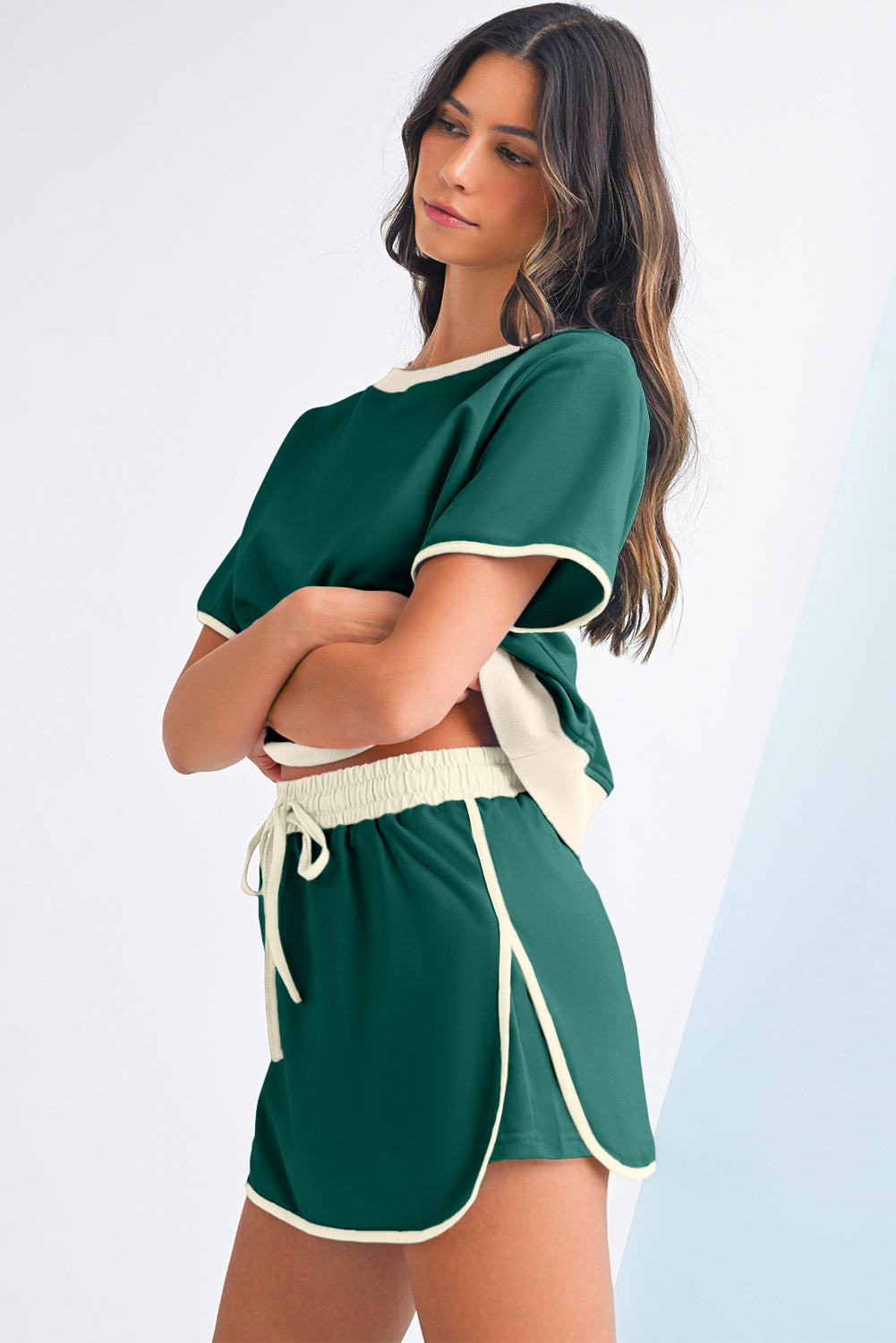 Contrast Trim Skort Set
