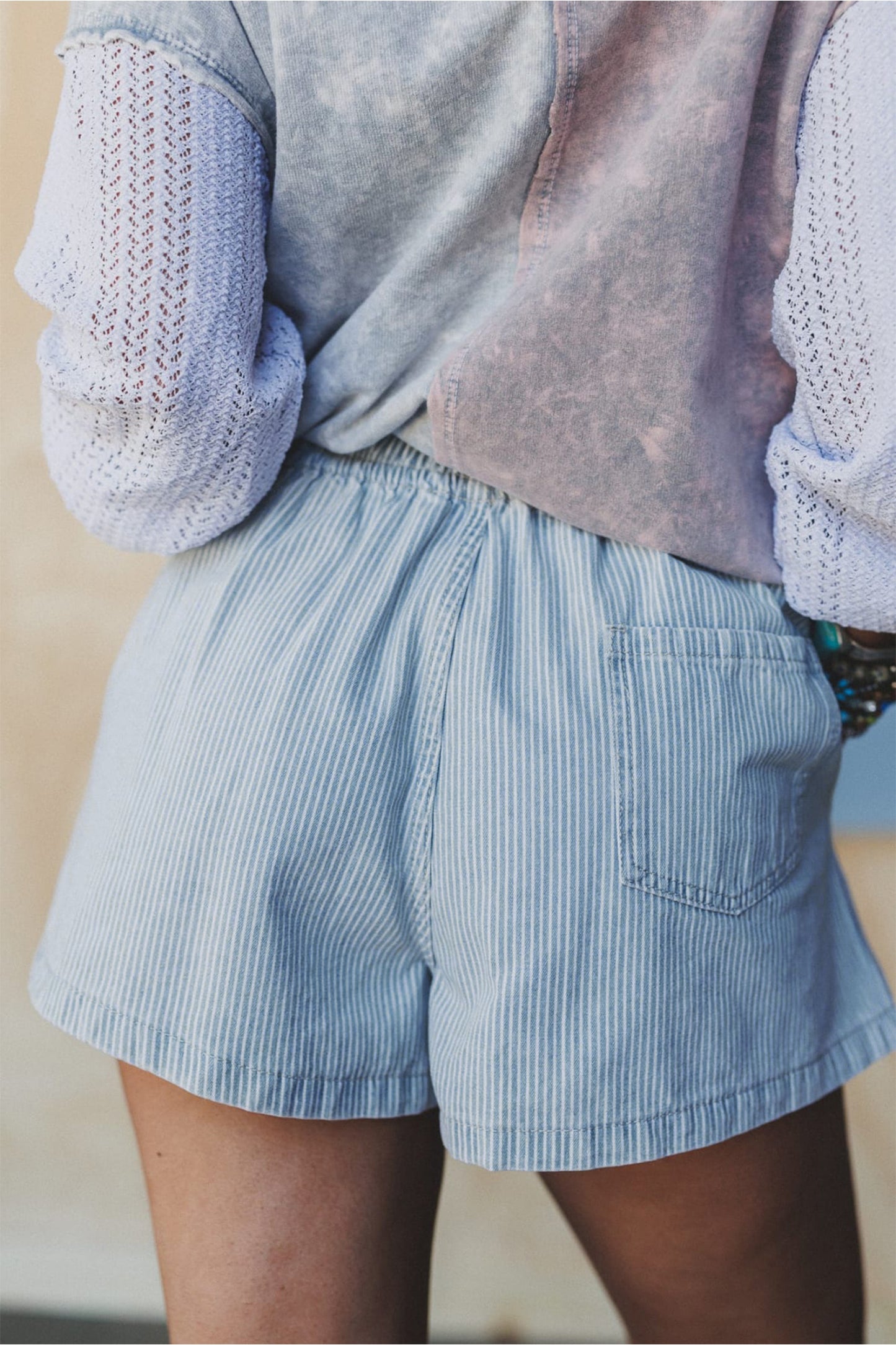 Striped Drawstring Beach Shorts