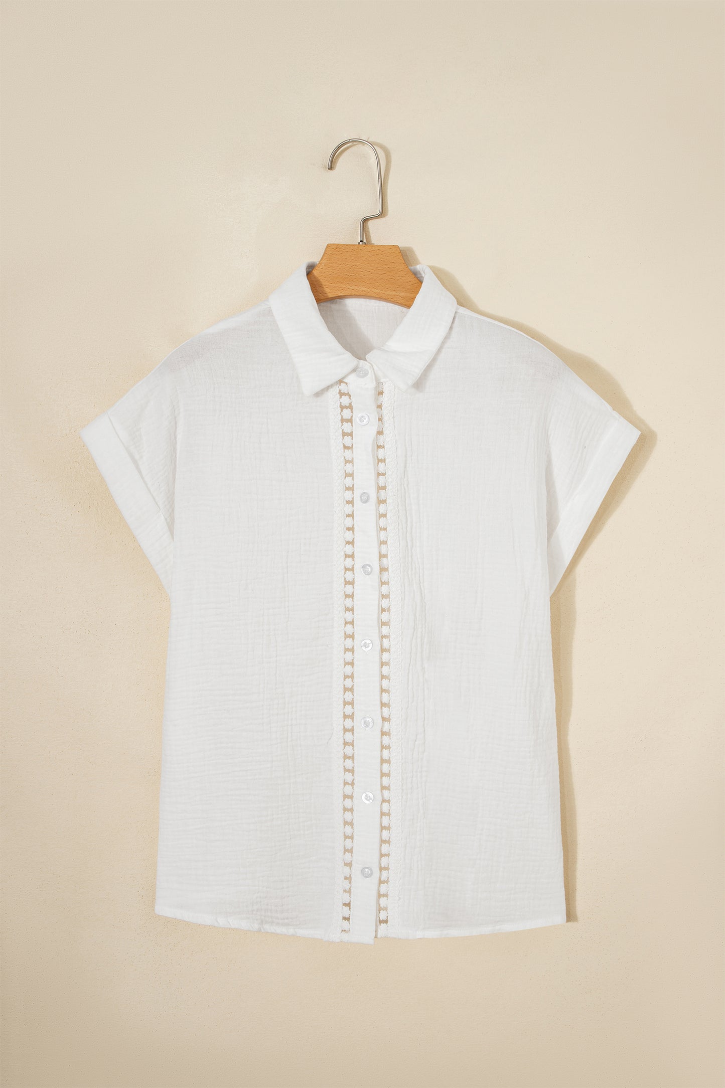 Lace Trim Gauze Shirt