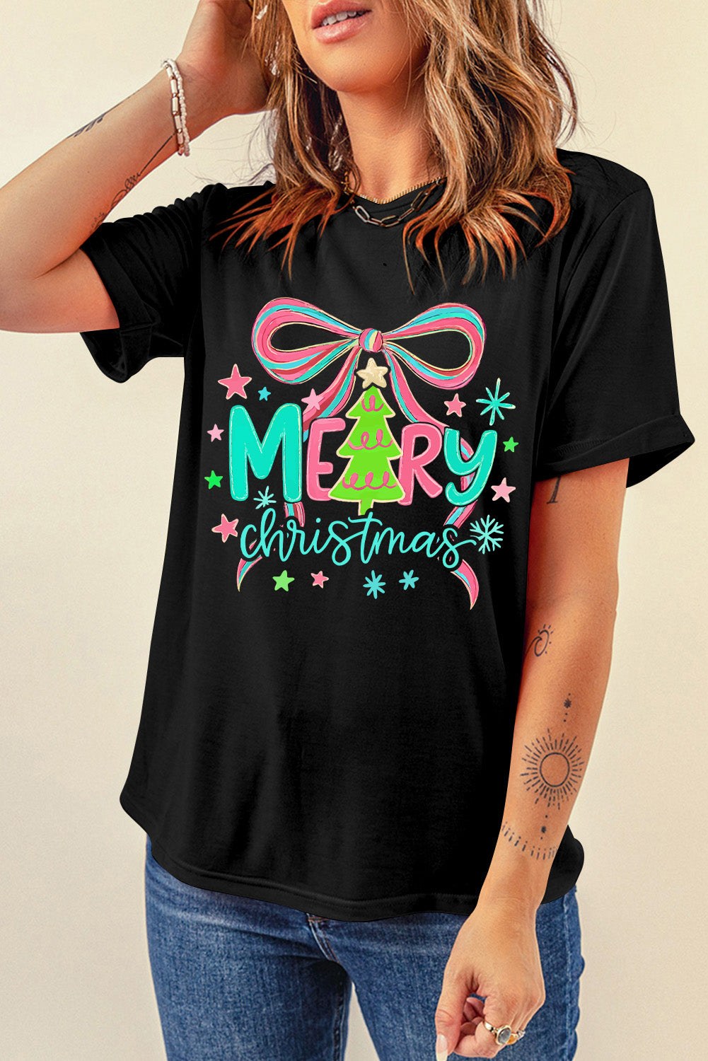 Black MERRY Christmas Vibrant T Shirt