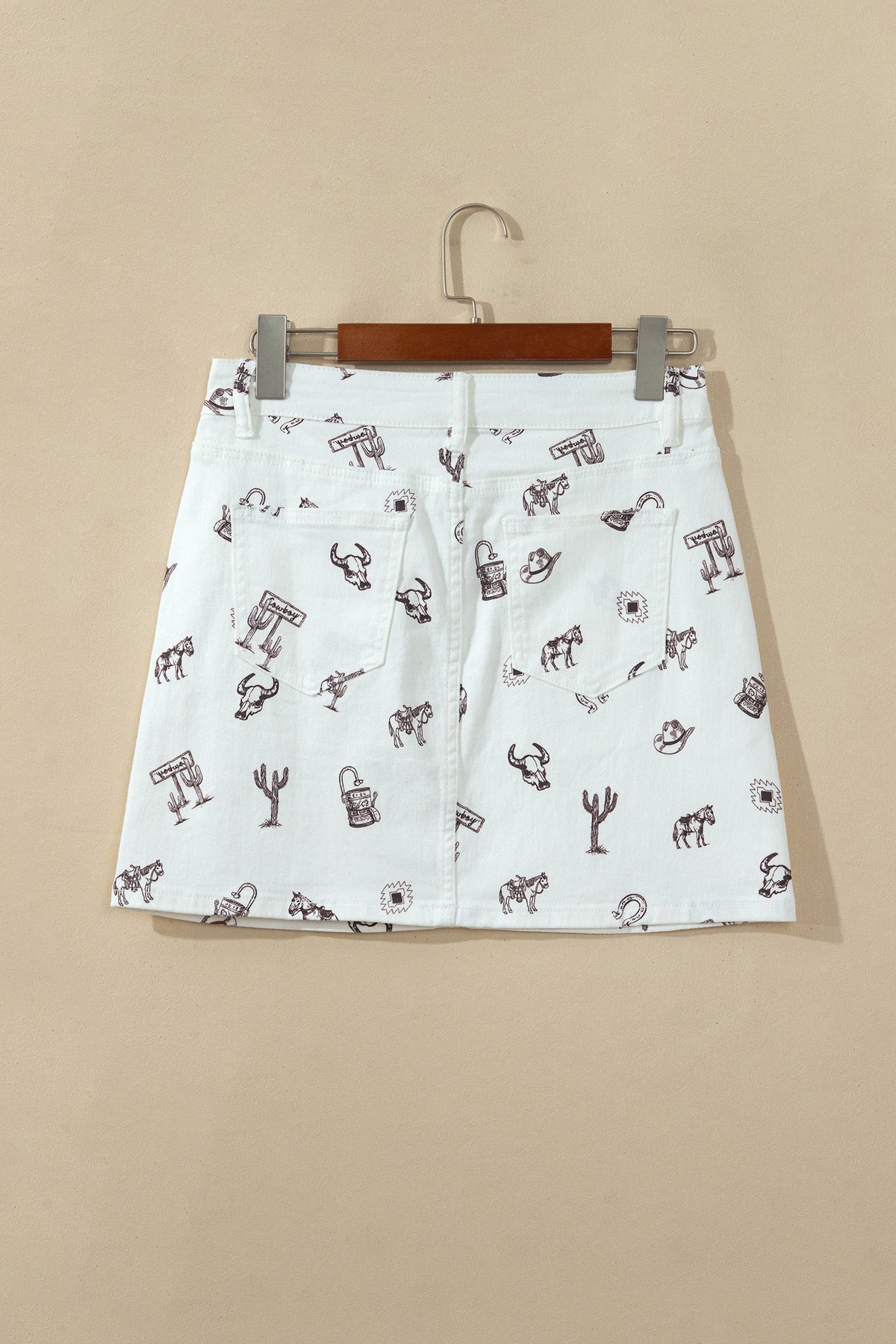 Western Print Denim Skirt