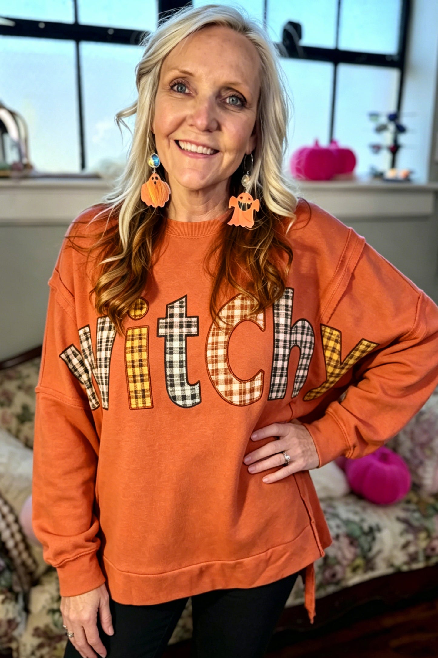 Witchy Plaid Patch Sweatshirt