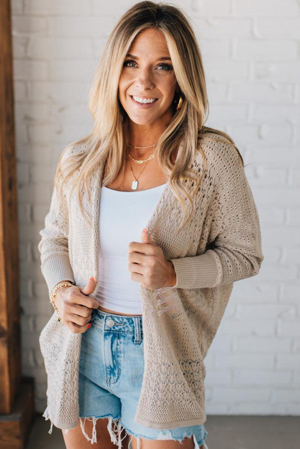 Mix Pattern Open Front Cardigan