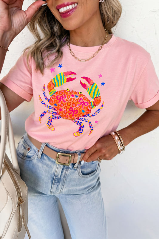Pink Crab Print Tee