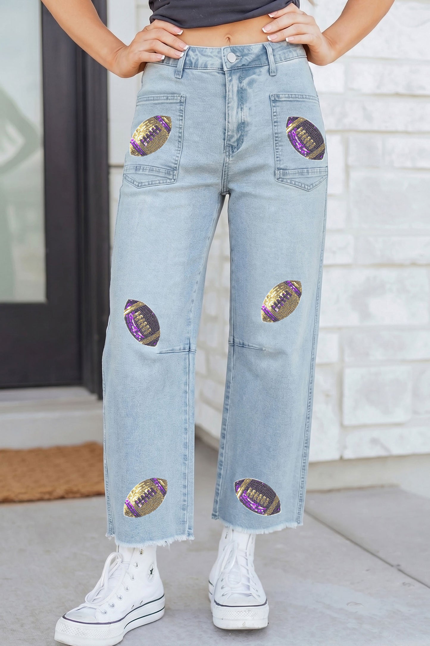 Purple and Gold Ankle Jeans