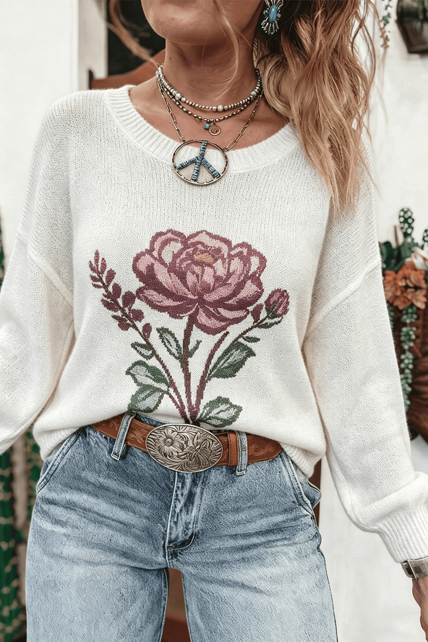 Western Floral Sweater