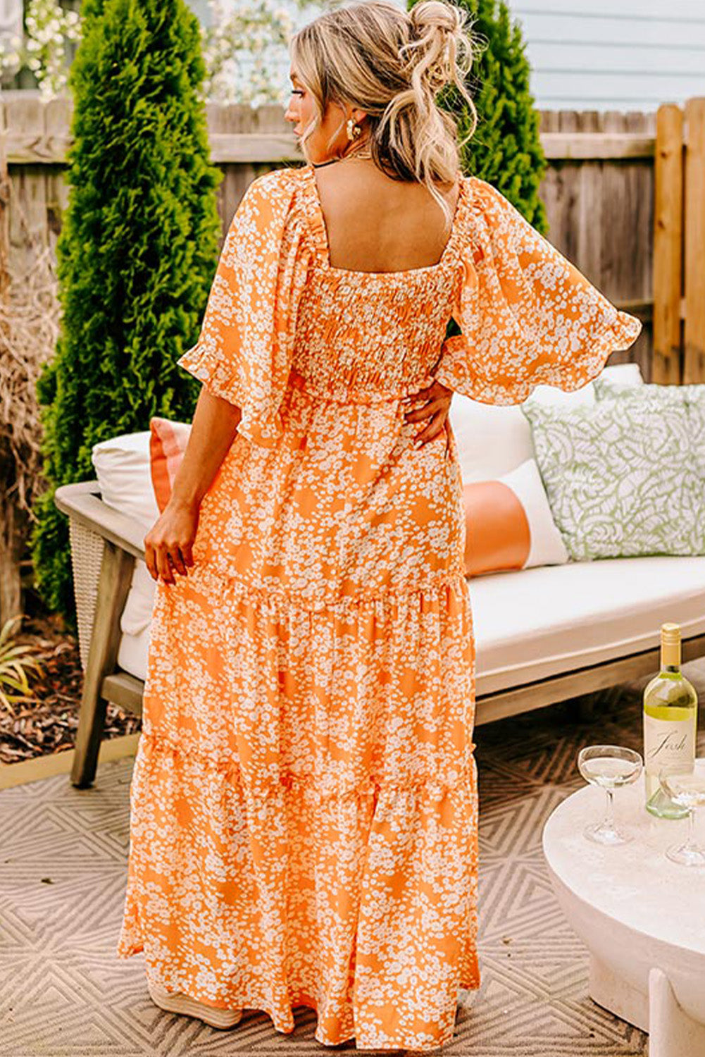 Orange Floral Maxi Dress