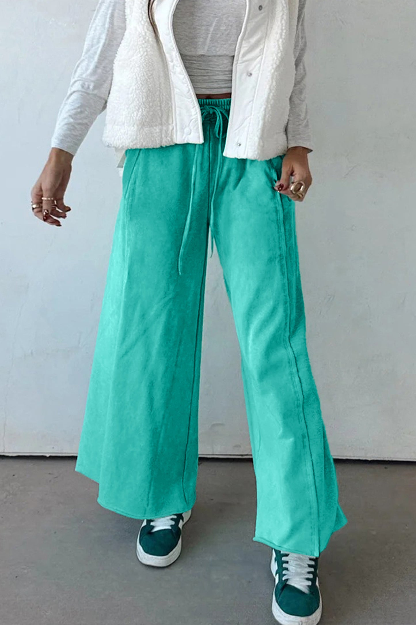 Sea Green Mineral Wash Drawstring Pants