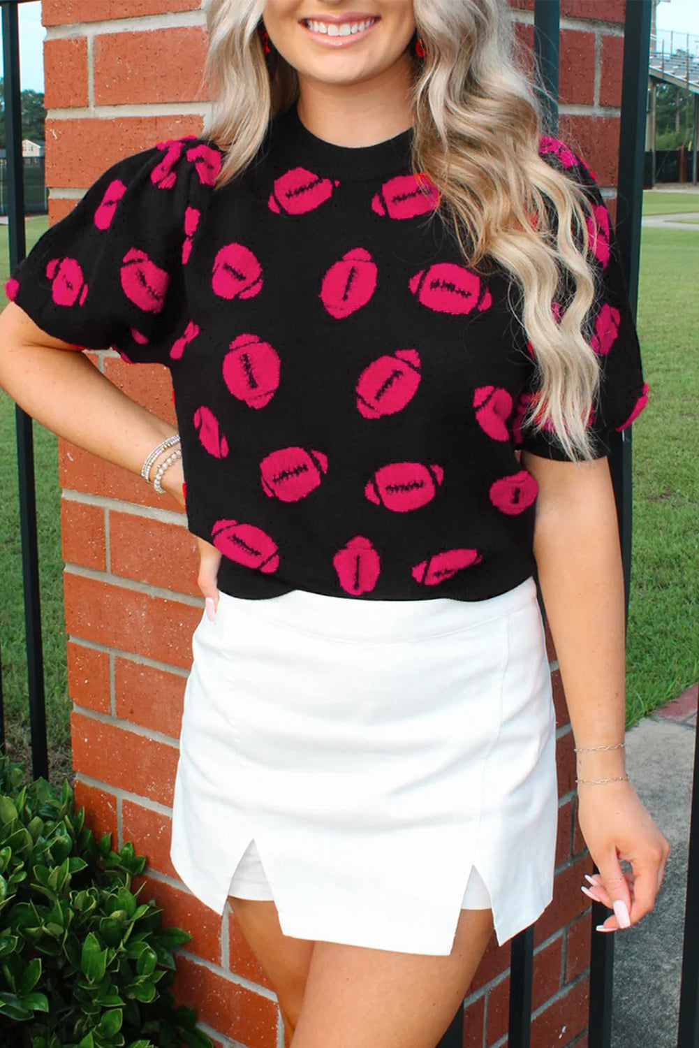 Black and Red Football Sweater