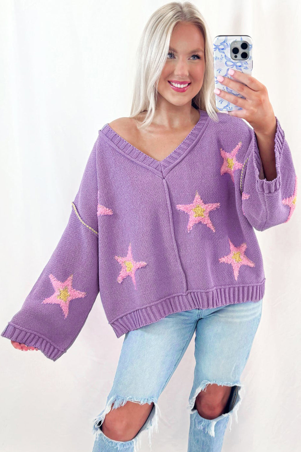 Lavender Star Oversize Sweater