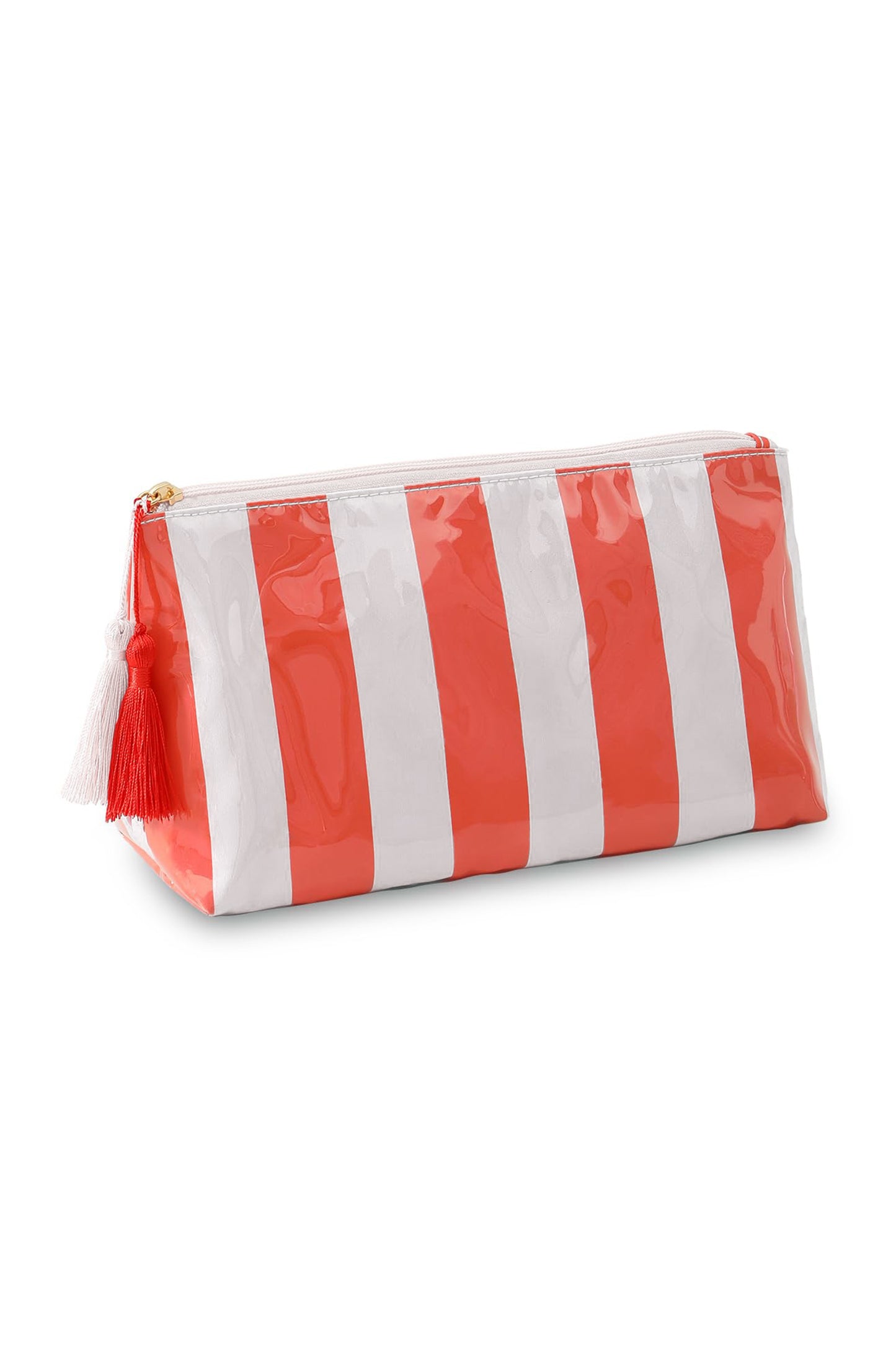 Striped Vinyl Waterproof  Zipper Bag