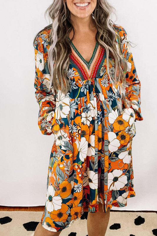 Orange Floral Dress