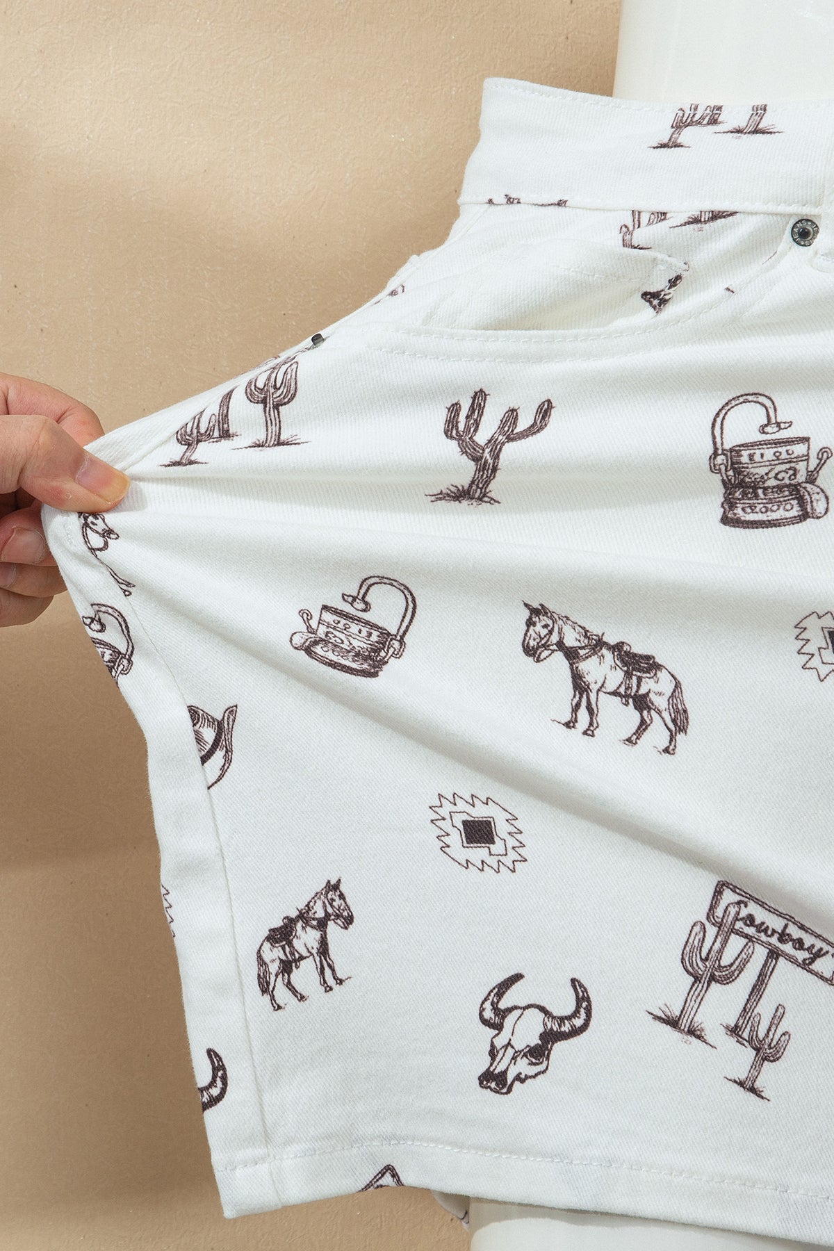 Western Print Denim Skirt
