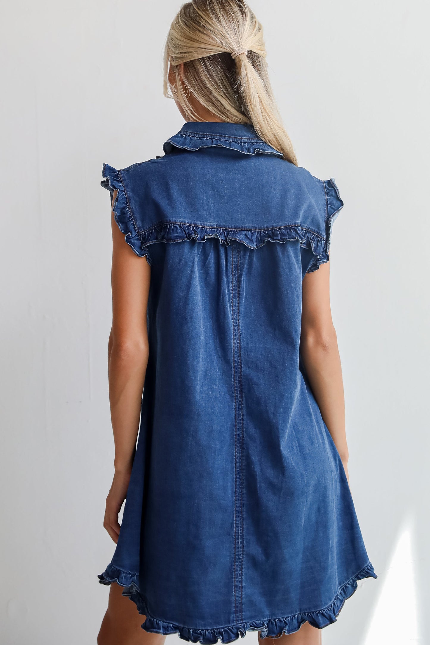 Ruffled Edge Denim Dress