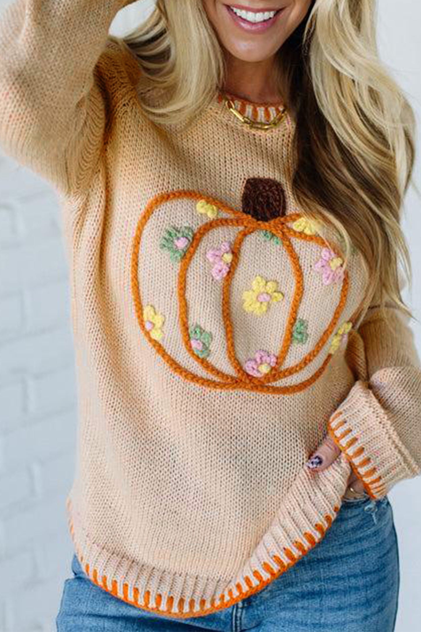 Floral Pumpkin Sweater
