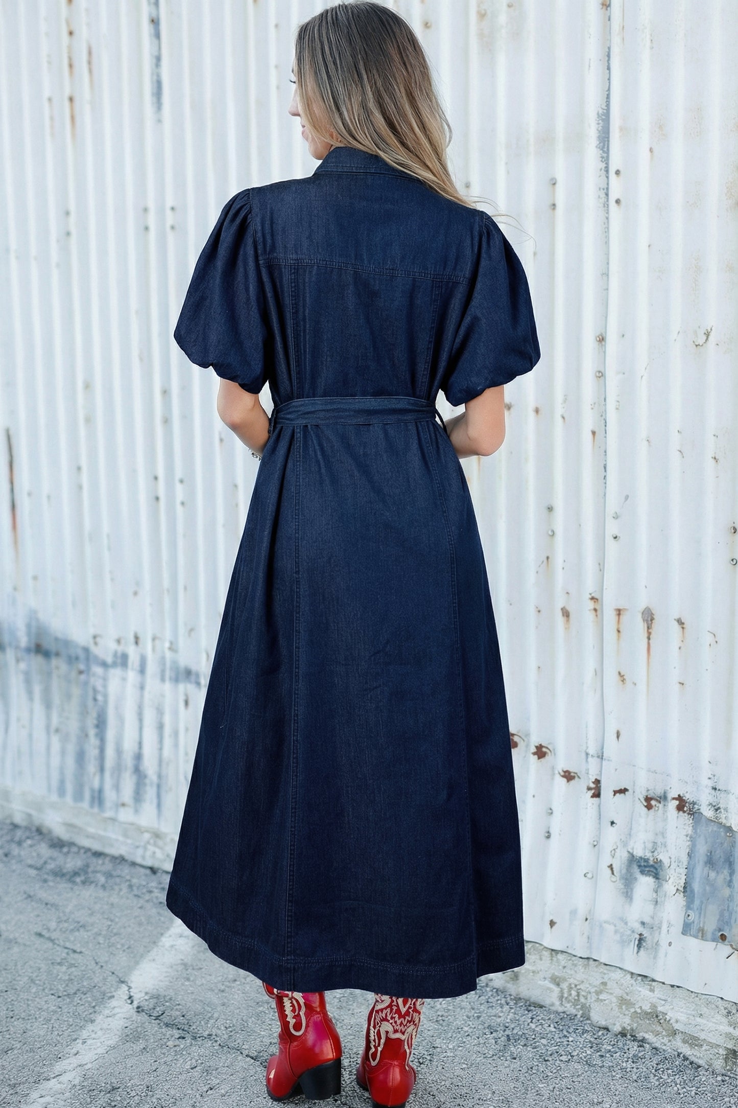 Denim Button Front Dress