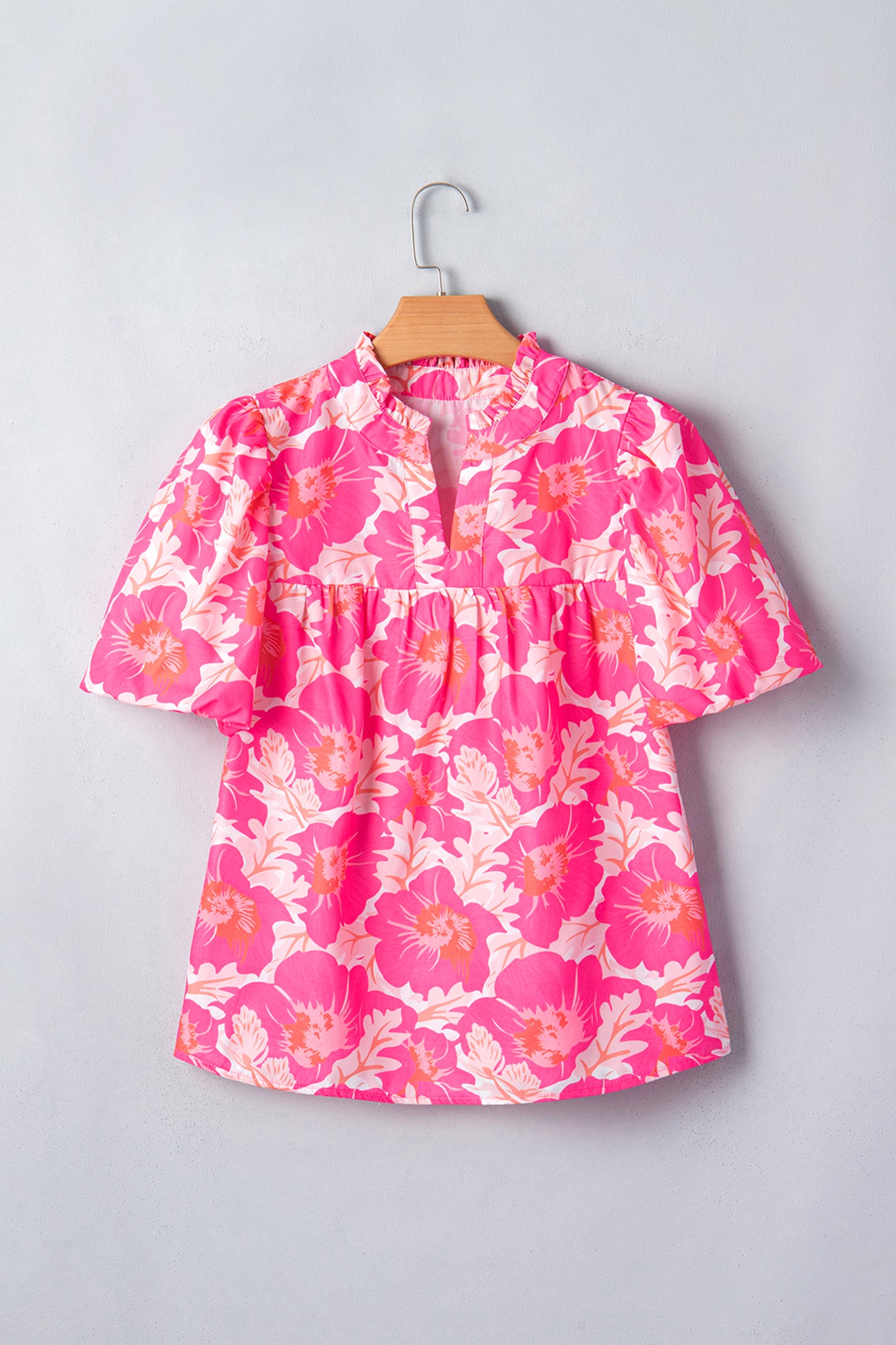 Bubble Sleeve Floral Blouse