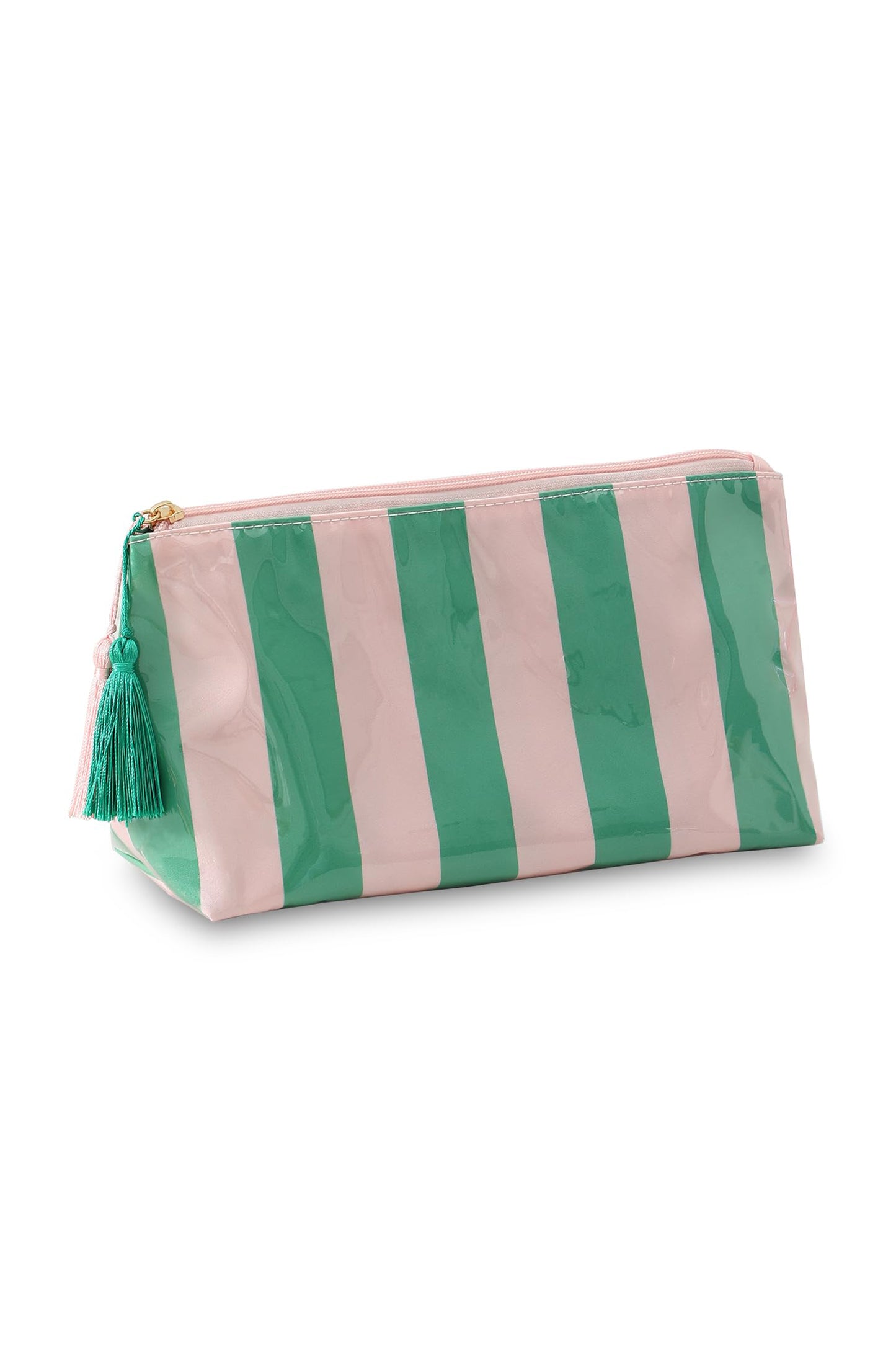 Striped Vinyl Waterproof  Zipper Bag