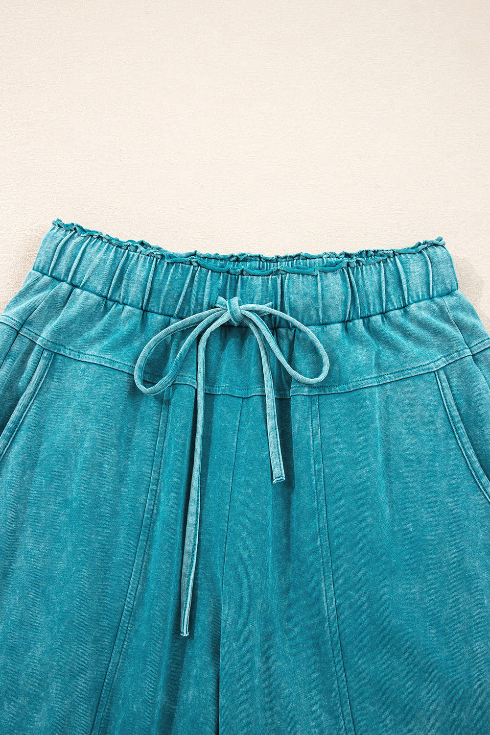 Teal Mineral Wash Wide Leg Pants